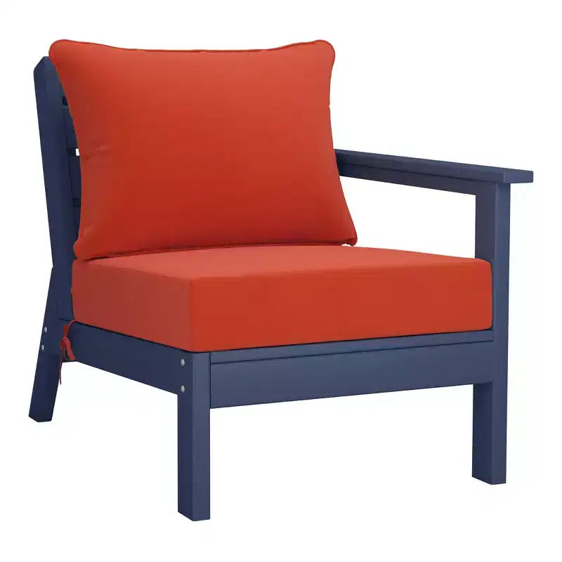 WestinTrends Avalon Outdoor 6-Piece Modular Sectional Patio Furniture Sofa Set, Navy Blue/Orange
