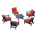 WestinTrends Avalon Outdoor 6-Piece Modular Sectional Patio Furniture Sofa Set, Navy Blue/Orange