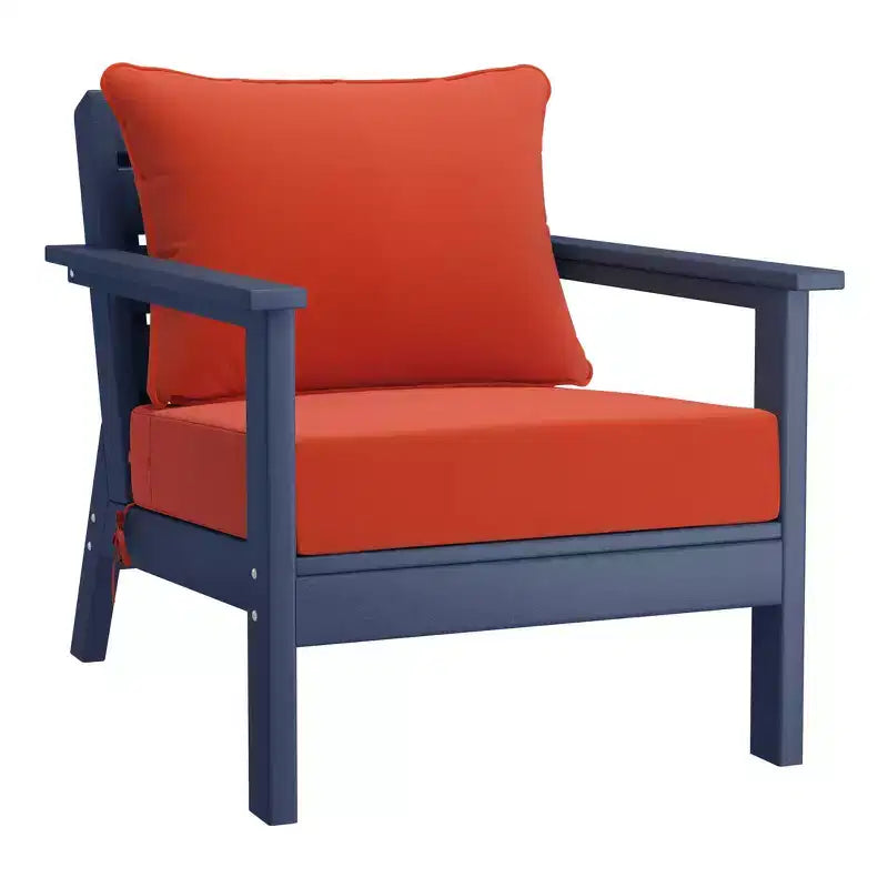 WestinTrends Avalon Outdoor 6-Piece Modular Sectional Patio Furniture Sofa Set, Navy Blue/Orange
