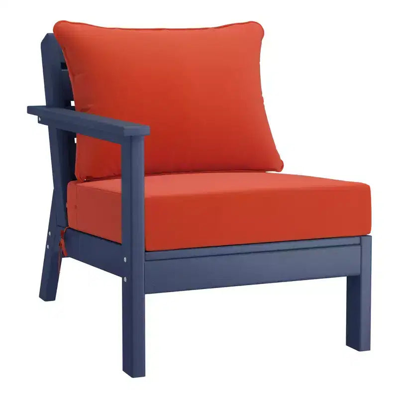 WestinTrends Avalon Outdoor 6-Piece Modular Sectional Patio Furniture Sofa Set, Navy Blue/Orange