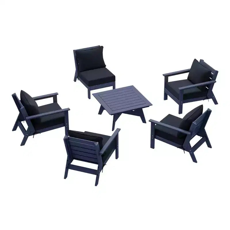 WestinTrends Avalon Outdoor 6-Piece Modular Sectional Patio Furniture Sofa Set, Navy Blue/Navy Blue