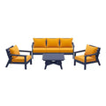 WestinTrends Avalon Outdoor 6-Piece Modular Sectional Patio Furniture Sofa Set, Navy Blue/Yellow