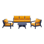 WestinTrends Avalon Outdoor 6-Piece Modular Sectional Patio Furniture Sofa Set, Navy Blue/Yellow