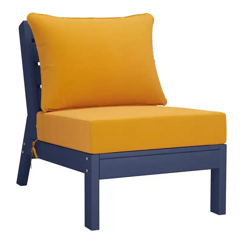 WestinTrends Avalon Outdoor 6-Piece Modular Sectional Patio Furniture Sofa Set, Navy Blue/Yellow