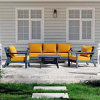 WestinTrends Avalon Outdoor 6-Piece Modular Sectional Patio Furniture Sofa Set, Navy Blue/Yellow