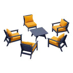 WestinTrends Avalon Outdoor 6-Piece Modular Sectional Patio Furniture Sofa Set, Navy Blue/Yellow