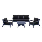 WestinTrends Avalon Outdoor 6-Piece Modular Sectional Patio Furniture Sofa Set, Navy Blue/Black
