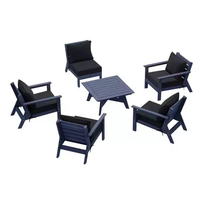 WestinTrends Avalon Set di mobili da esterno componibile a 6 pezzi, divano sezionale, blu navy/nero