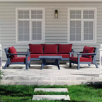 WestinTrends Avalon Set Divano Sezionale Modulare a 6 Pezzi per Esterni, Blu Navy/Rosso