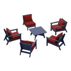 WestinTrends Avalon Set Divano Sezionale Modulare a 6 Pezzi per Esterni, Blu Navy/Rosso
