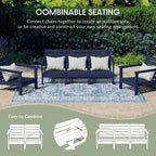 WestinTrends Avalon Set Divano Sezionale Modulare a 6 Pezzi per Esterni, Blu Navy/Rosso