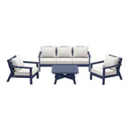 WestinTrends Avalon Outdoor 6-Piece Modular Sectional Patio Furniture Sofa Set, Navy Blue/White