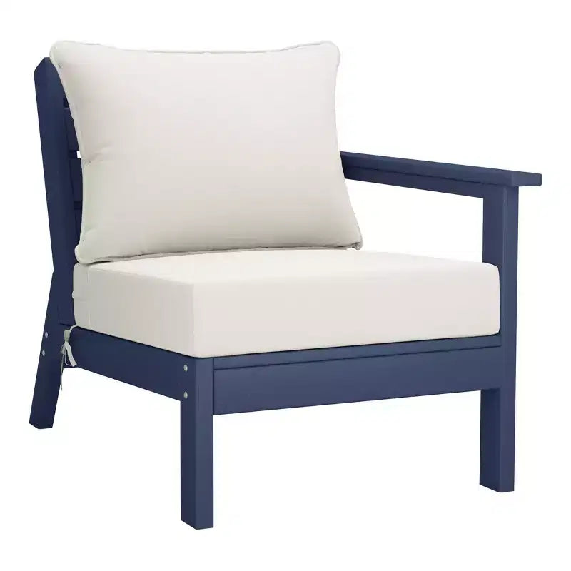 WestinTrends Avalon Outdoor 6-Piece Modular Sectional Patio Furniture Sofa Set, Navy Blue/White