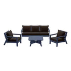 WestinTrends Avalon Outdoor 6-Piece Modular Sectional Patio Furniture Sofa Set, Navy Blue/Brown