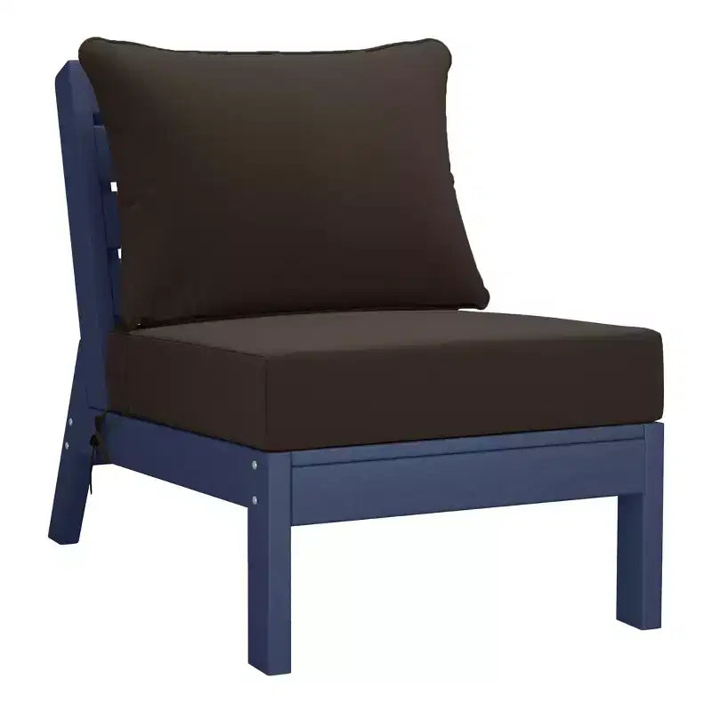 WestinTrends Avalon Outdoor 6-Piece Modular Sectional Patio Furniture Sofa Set, Navy Blue/Brown