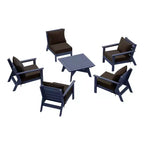 WestinTrends Avalon Outdoor 6-Piece Modular Sectional Patio Furniture Sofa Set, Navy Blue/Brown
