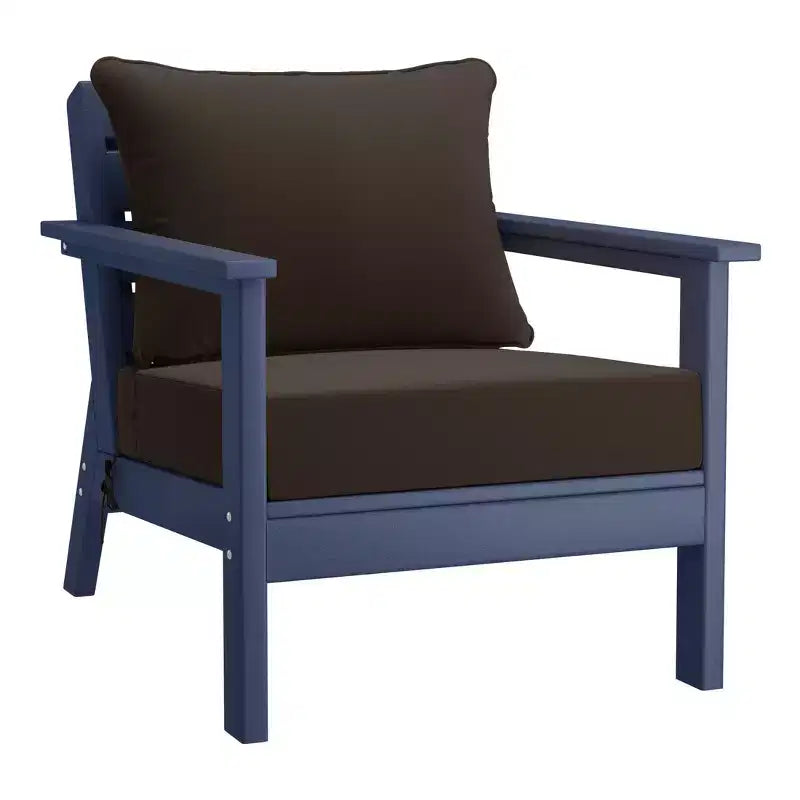 WestinTrends Avalon Outdoor 6-Piece Modular Sectional Patio Furniture Sofa Set, Navy Blue/Brown