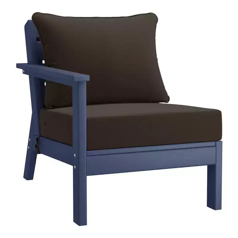 WestinTrends Avalon Outdoor 6-Piece Modular Sectional Patio Furniture Sofa Set, Navy Blue/Brown
