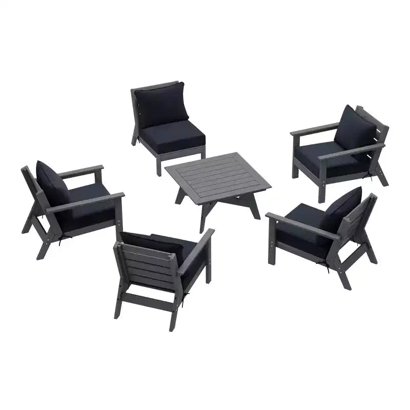 WestinTrends Avalon Outdoor 6-Piece Modular Sectional Patio Furniture Sofa Set, Gray/Navy Blue