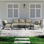WestinTrends Avalon Outdoor 6-Piece Modular Sectional Patio Furniture Sofa Set, Gray/Beige