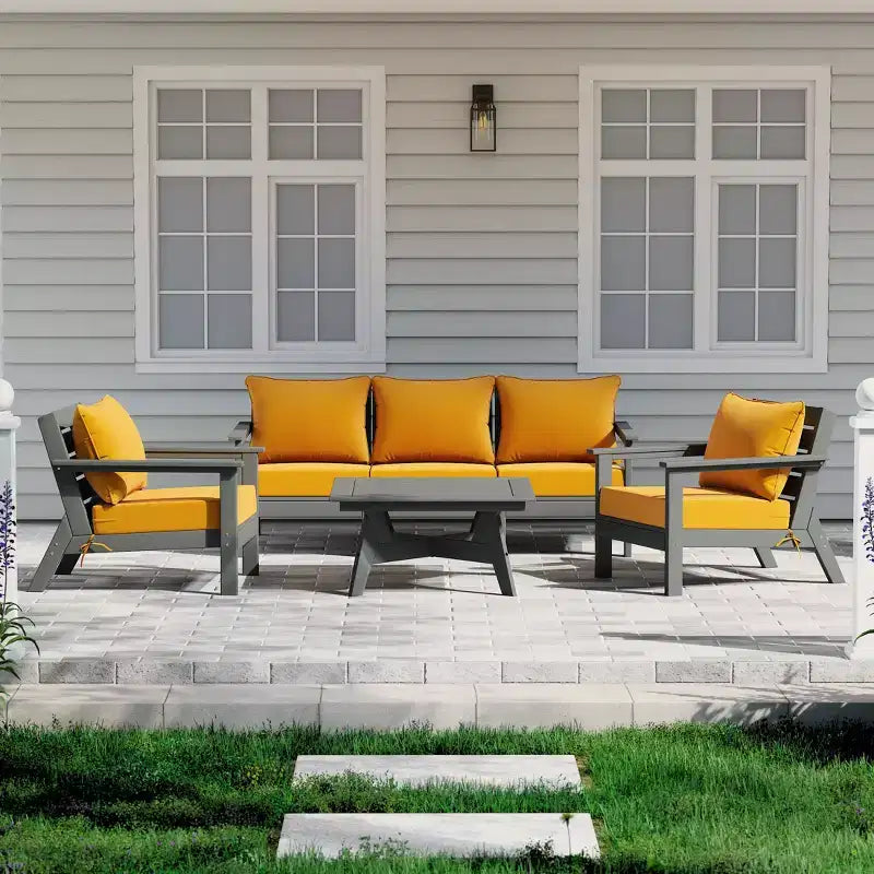 WestinTrends Avalon Outdoor 6-Piece Modular Sectional Patio Furniture Sofa Set, Gray/Yellow