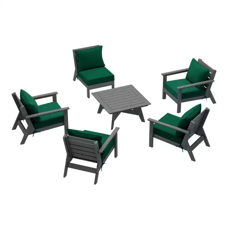 WestinTrends Avalon Outdoor 6-Piece Modular Sectional Patio Furniture Sofa Set, Gray/Green