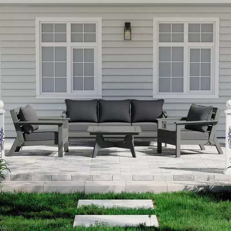 WestinTrends Avalon Set Divano Sezionale Modulare a 6 Pezzi per Esterni, Grigio/Grigio