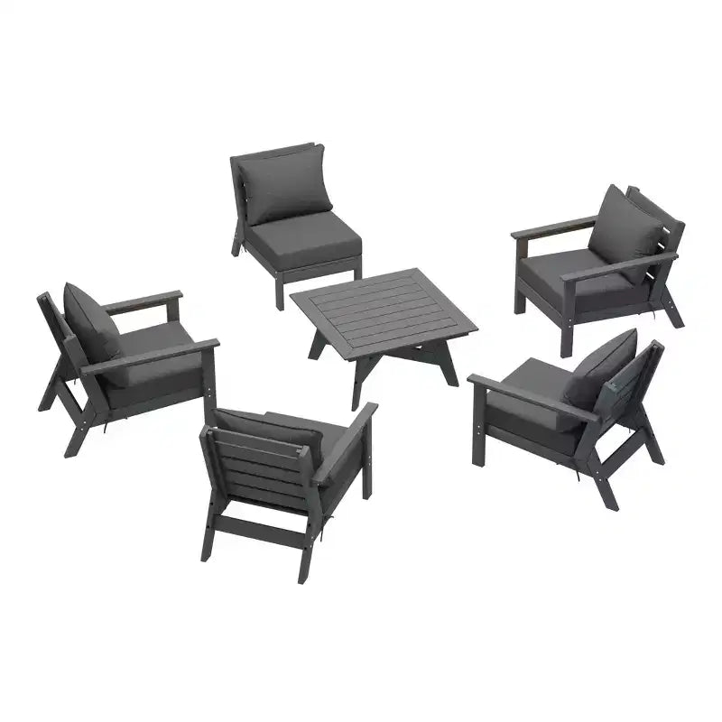 WestinTrends Avalon Set Divano Sezionale Modulare a 6 Pezzi per Esterni, Grigio/Grigio