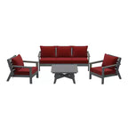 WestinTrends Avalon Outdoor 6-Piece Modular Sectional Patio Furniture Sofa Set, Gray/Red