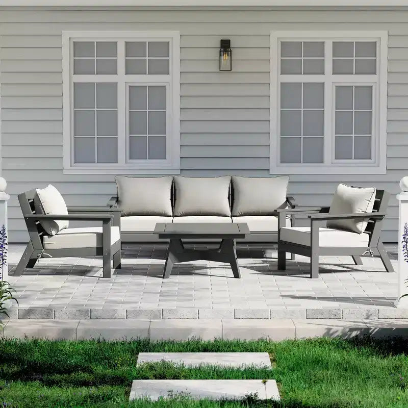WestinTrends Avalon Set di 6 Mobili Modulari da Esterno per Patio, Divano Sezionale, Grigio/Bianco