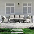 WestinTrends Avalon Set di 6 Mobili Modulari da Esterno per Patio, Divano Sezionale, Grigio/Bianco