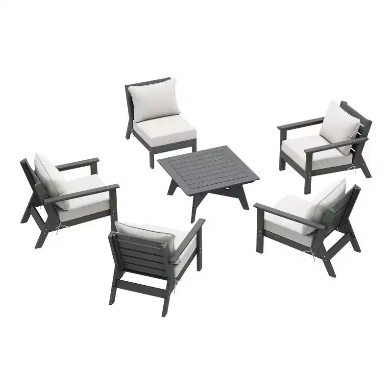 WestinTrends Avalon Set di 6 Mobili Modulari da Esterno per Patio, Divano Sezionale, Grigio/Bianco