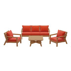 WestinTrends Avalon Outdoor 6-Piece Modular Sectional Patio Furniture Sofa Set, Teak/Orange