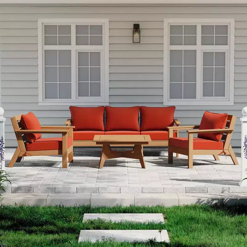 WestinTrends Avalon Set di 6 mobili modulari da esterno per patio, in teak e arancione