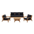 WestinTrends Avalon Outdoor 6-Piece Modular Sectional Patio Furniture Sofa Set, Teak/Navy Blue