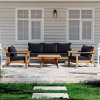 WestinTrends Avalon Divano Sezionale Modulare a 6 Pezzi per Esterni, Teak/Blu Navy