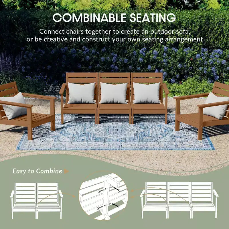 WestinTrends Avalon Divano Sezionale Modulare a 6 Pezzi per Esterni, Teak/Blu Navy