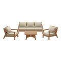 WestinTrends Avalon Outdoor 6-Piece Modular Sectional Patio Furniture Sofa Set, Teak/Beige