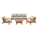 WestinTrends Avalon Outdoor 6-Piece Modular Sectional Patio Furniture Sofa Set, Teak/Beige