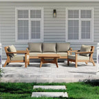WestinTrends Avalon Set di 6 mobili modulari da esterno per patio, in teak e beige