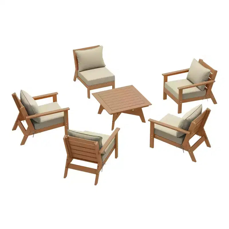 WestinTrends Avalon Set di 6 mobili modulari da esterno per patio, in teak e beige