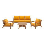 WestinTrends Avalon Outdoor 6-Piece Modular Sectional Patio Furniture Sofa Set, Teak/Yellow