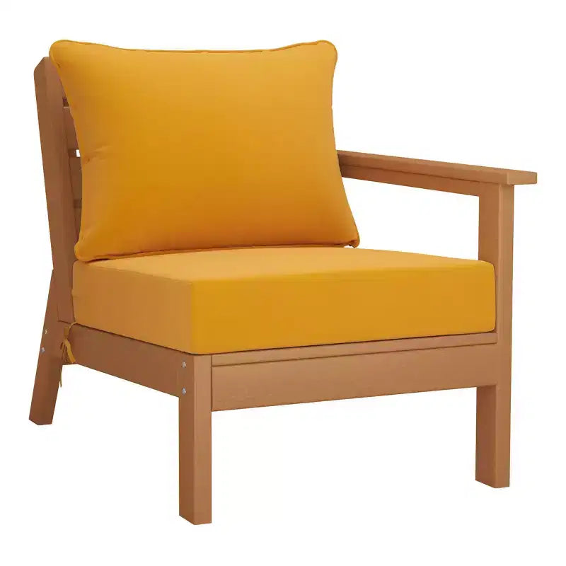 WestinTrends Avalon Outdoor 6-Piece Modular Sectional Patio Furniture Sofa Set, Teak/Yellow