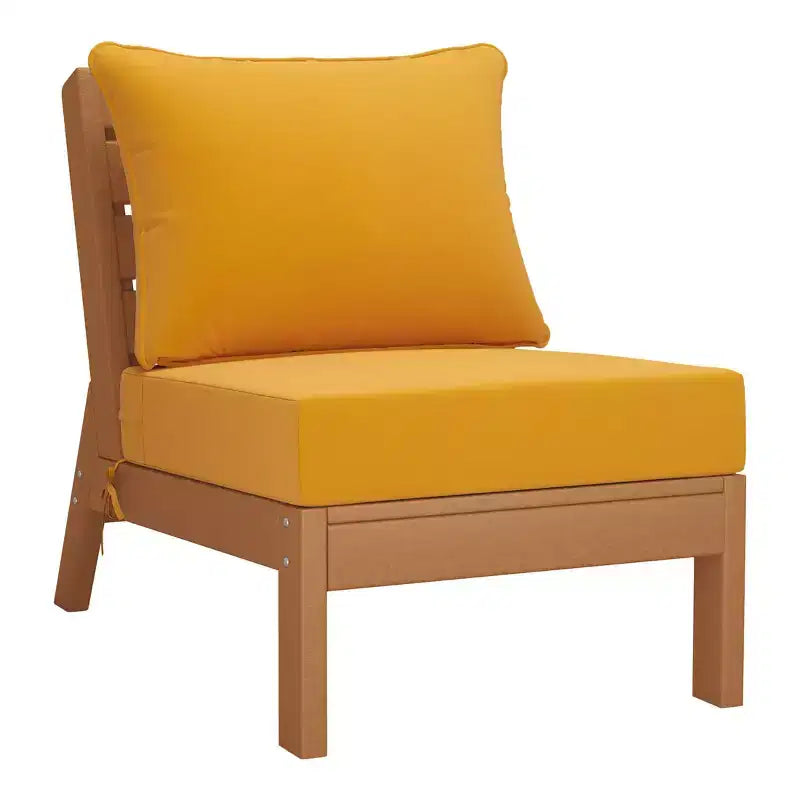 WestinTrends Avalon Outdoor 6-Piece Modular Sectional Patio Furniture Sofa Set, Teak/Yellow
