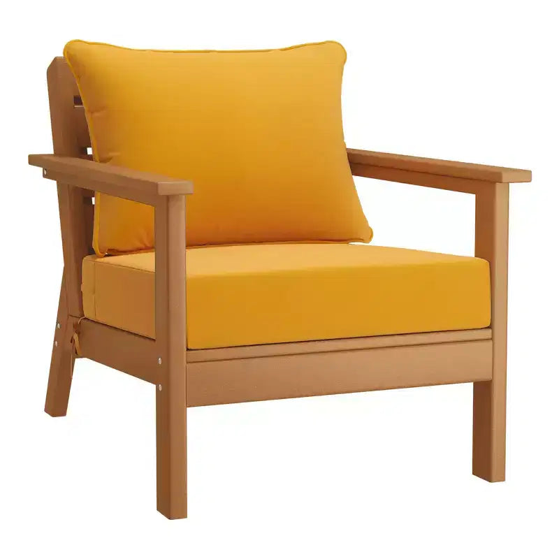 WestinTrends Avalon Outdoor 6-Piece Modular Sectional Patio Furniture Sofa Set, Teak/Yellow