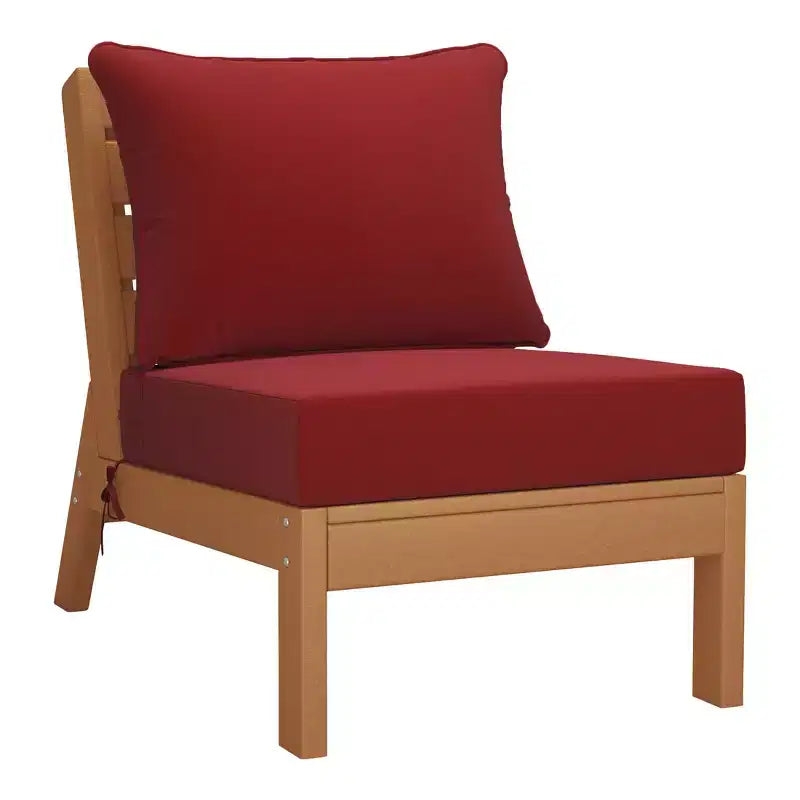 WestinTrends Avalon Outdoor 6-Piece Modular Sectional Patio Furniture Sofa Set, Teak/Red