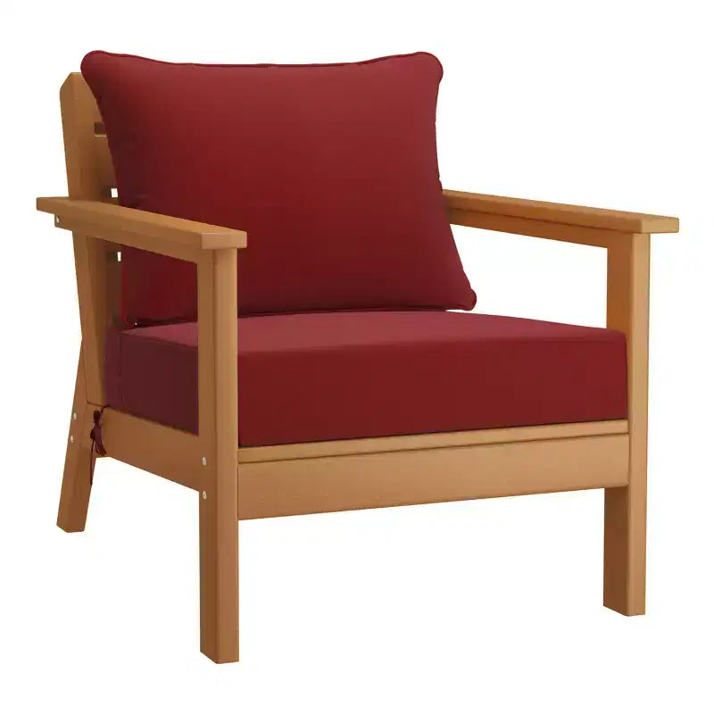 WestinTrends Avalon Outdoor 6-Piece Modular Sectional Patio Furniture Sofa Set, Teak/Red