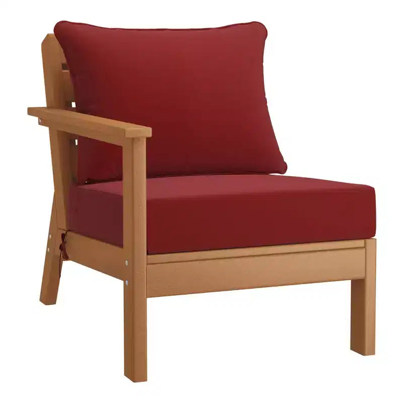 WestinTrends Avalon Outdoor 6-Piece Modular Sectional Patio Furniture Sofa Set, Teak/Red