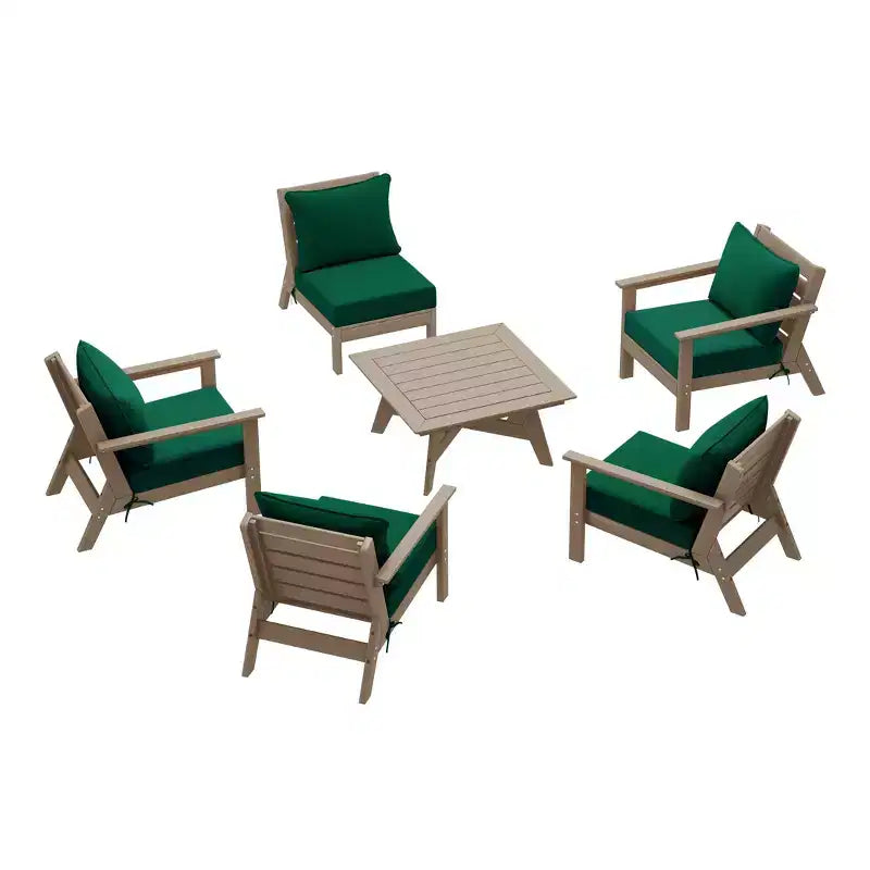 WestinTrends Avalon Outdoor 6-Piece Modular Sectional Patio Furniture Sofa Set, Weathered Wood/Green
