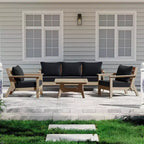 WestinTrends Avalon Outdoor 6-Piece Modular Sectional Patio Furniture Sofa Set, Weathered Wood/Black